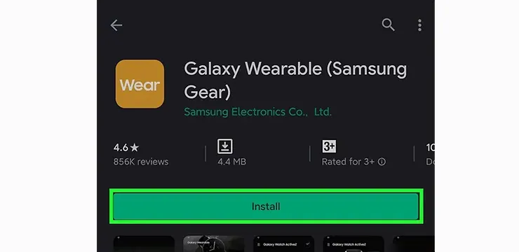 نصب برنامه Galaxy Wearable